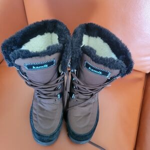 Kamil Brown and Black Faux Fur-Lined Waterproof Boots